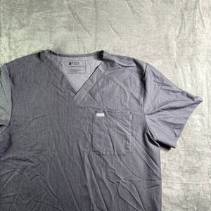 FIGS Technical Collection Scrub Top V-Neck Short Sleeve Gray XXL